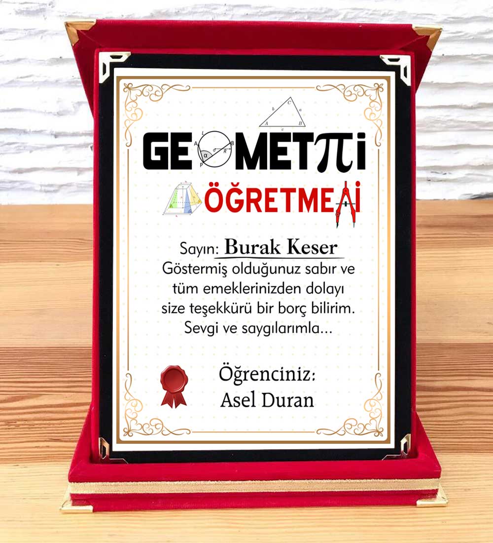 Geometri Öğretmenine Hediye Plaket