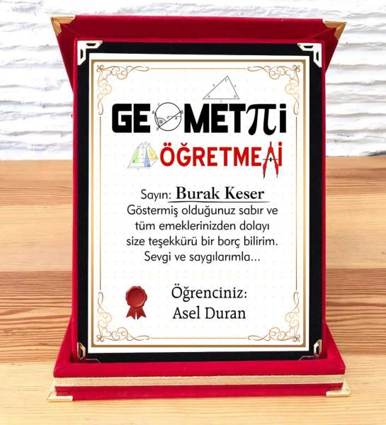 Geometri Öğretmenine Hediye Plaket