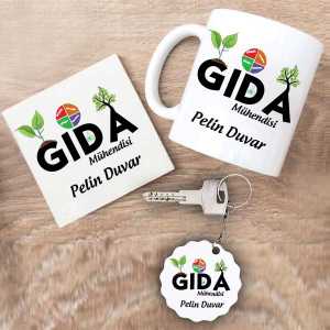 - Gıda Mühendisi Kupa Bardak Altlık ve Anahtarlık Hediye Seti  - Gıda Mühendisi Kupa Bardak Altlık ve Anahtarlık Hediye Seti