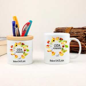  - Gıda Mühendisine Hediye Kupa Bardak ve Kalemlik Seti