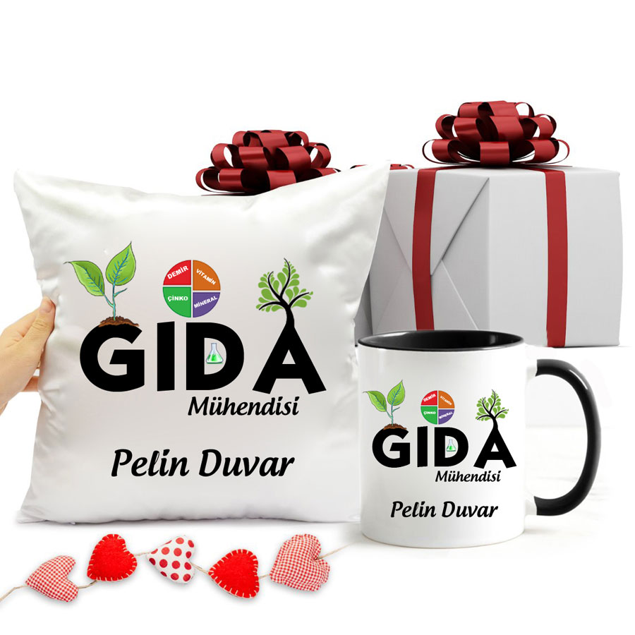 Gıda Mühendisi Kupa Bardak Ve Yastık