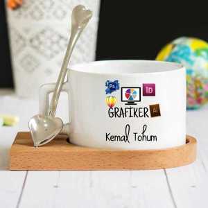 - Grafiker Ahşap Altlıklı Lüks Fincan Seti  - Grafiker Ahşap Altlıklı Lüks Fincan Seti