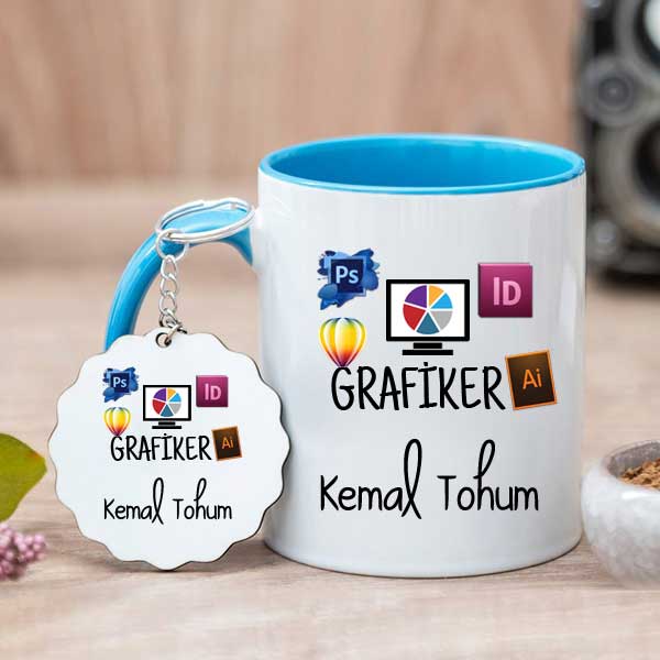 Grafikere Hediye Kupa Bardak Ve Anahtarlık