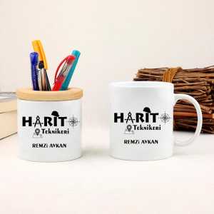  - Harita Teknikerine Hediye Kupa Bardak ve Kalemlik Seti