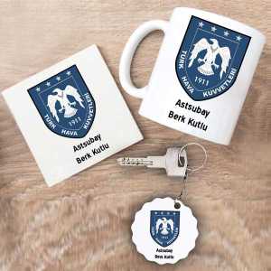  - Hava Kuvvetleri Astsubay Kupa Bardak Altlık ve Anahtarlık Hediye Seti