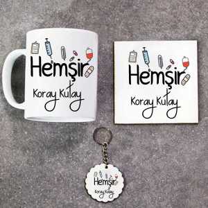  - Hemşir Kupa Bardak Altlık ve Anahtarlık Hediye Seti