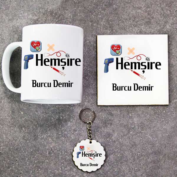Hemşirelere Kupa Bardak Altlık Ve Anahtarlık Hediye Seti