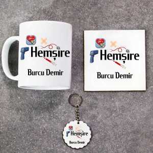  - Hemşirelere Kupa Bardak Altlık ve Anahtarlık Hediye Seti