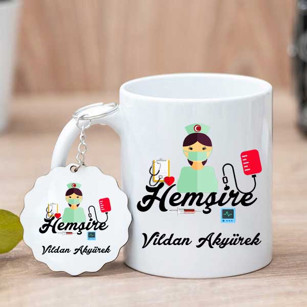 Hemşireye Hediye Kupa Bardak Ve Anahtarlık