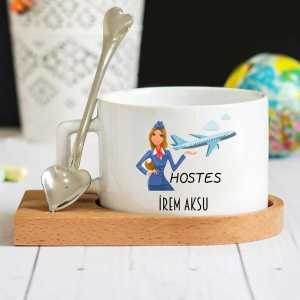 - Hostes Ahşap Altlıklı Lüks Fincan Seti  - Hostes Ahşap Altlıklı Lüks Fincan Seti