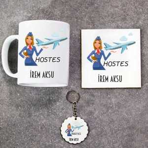 - Hostes Kupa Bardak Altlık ve Anahtarlık Hediye Seti  - Hostes Kupa Bardak Altlık ve Anahtarlık Hediye Seti