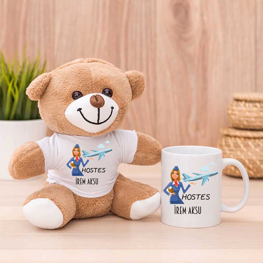 Hostese Hediye Peluş Ayıcık Ve Kupa Bardak