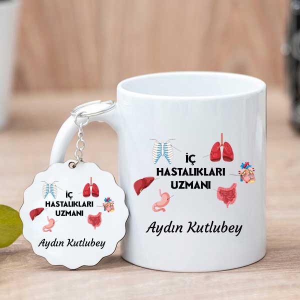 İç Hastalıkları Uzmanına Hediye Kupa Bardak Ve Anahtarlık