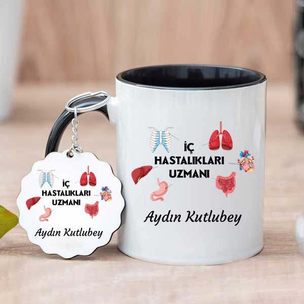 İç Hastalıkları Uzmanına Hediye Kupa Bardak ve Anahtarlık