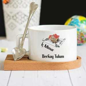  - İç Mimar Ahşap Altlıklı Lüks Fincan Seti