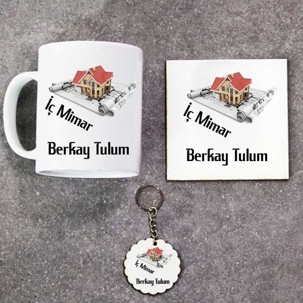 İç Mimar Kupa Bardak Altlık Ve Anahtarlık Hediye Seti