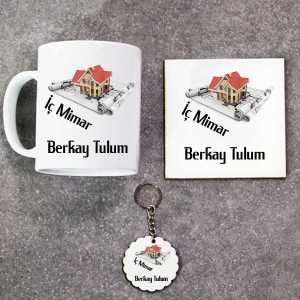 - İç Mimar Kupa Bardak Altlık ve Anahtarlık Hediye Seti  - İç Mimar Kupa Bardak Altlık ve Anahtarlık Hediye Seti