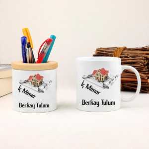 - İç Mimar Kupa Bardak ve Kalemlik Hediye Seti  - İç Mimar Kupa Bardak ve Kalemlik Hediye Seti