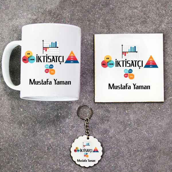 İktisatçı Kupa Bardak Altlık Ve Anahtarlık Hediye Seti