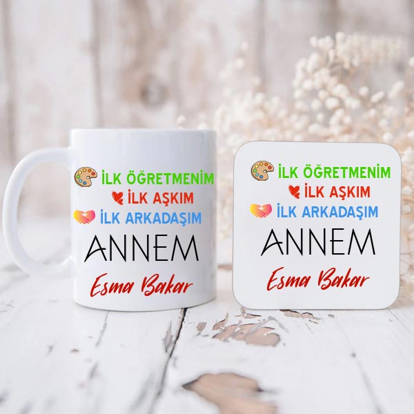 İlk Öğretmenim,aşkım,arkadaşım Kupa Bardak Ve Altlık