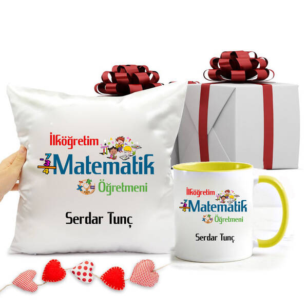 İlköğretim Matematik Öğretmeni İsimli Kupa Bardak ve Yastık