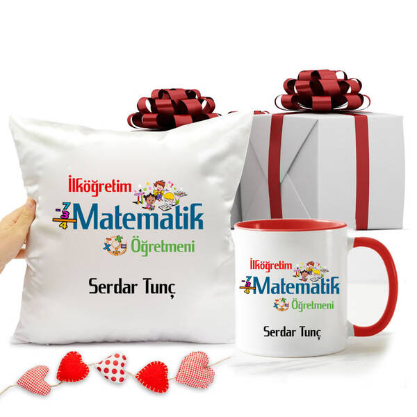 İlköğretim Matematik Öğretmeni İsimli Kupa Bardak ve Yastık