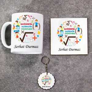- İlköğretim Matematik Öğretmeni Kupa Bardak Altlık ve Anahtarlık Hediye Seti  - İlköğretim Matematik Öğretmeni Kupa Bardak Altlık ve Anahtarlık Hediye Seti
