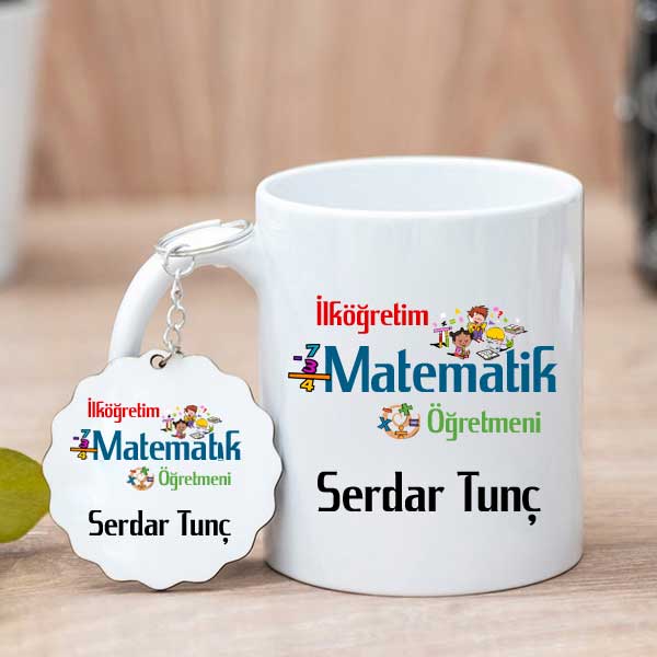 İlköğretim Matematik Öğretmenine Hediye Kupa Bardak ve Anahtarlık