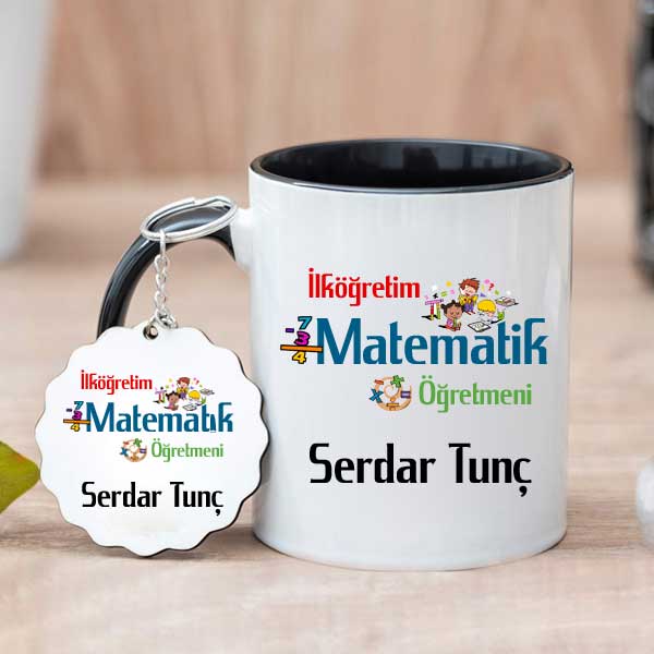 İlköğretim Matematik Öğretmenine Hediye Kupa Bardak ve Anahtarlık