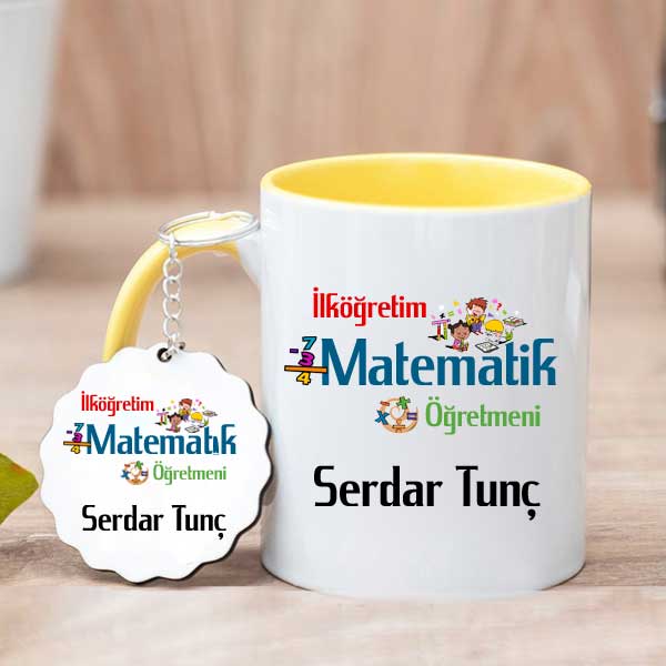 İlköğretim Matematik Öğretmenine Hediye Kupa Bardak ve Anahtarlık