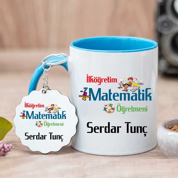 İlköğretim Matematik Öğretmenine Hediye Kupa Bardak ve Anahtarlık