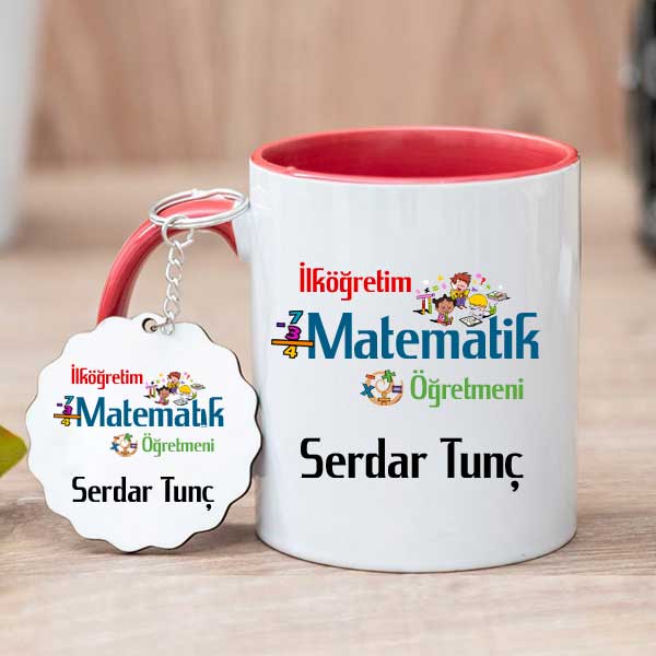 İlköğretim Matematik Öğretmenine Hediye Kupa Bardak ve Anahtarlık