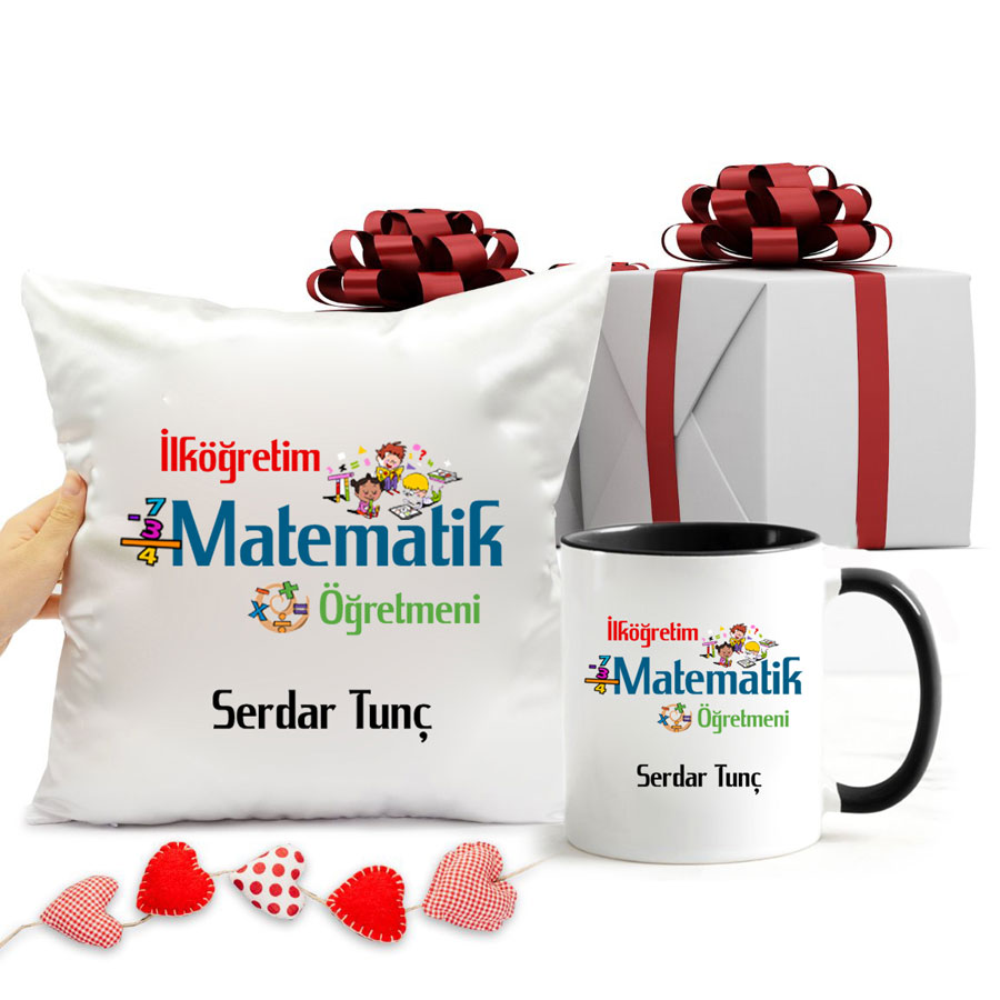İlköğretim Matematik Öğretmeni İsimli Kupa Bardak Ve Yastık
