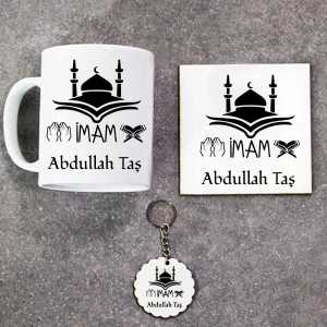 - İmam Kupa Bardak Altlık ve Anahtarlık Hediye Seti  - İmam Kupa Bardak Altlık ve Anahtarlık Hediye Seti