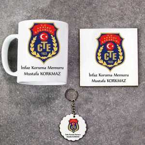  - İnfaz Koruma Memuru Kupa Bardak Altlık ve Anahtarlık Hediye Seti
