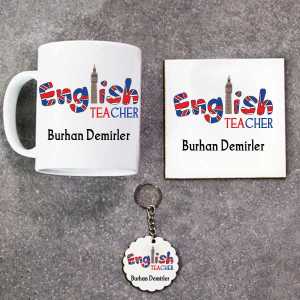  - İngilizce Öğretmeni Kupa Bardak Altlık ve Anahtarlık Hediye Seti