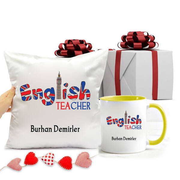 İngilizce Öğretmeni Kupa Bardak ve Yastık