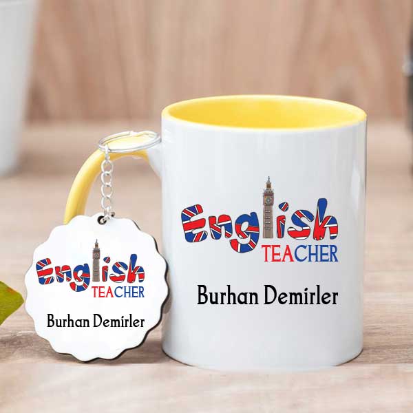 İngilizce Öğretmenine Hediye Kupa Bardak ve Anahtarlık