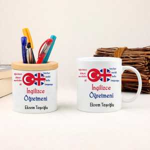 - İngilizce Öğretmenine Hediye Kupa Bardak ve Kalemlik Seti  - İngilizce Öğretmenine Hediye Kupa Bardak ve Kalemlik Seti