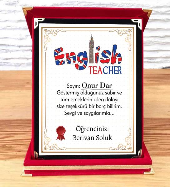 İngilizce Öğretmenine Hediye Plaket