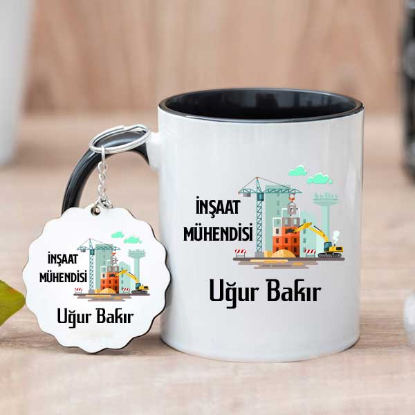 İnşaat Mühendisine Hediye Kupa Bardak Ve Anahtarlık