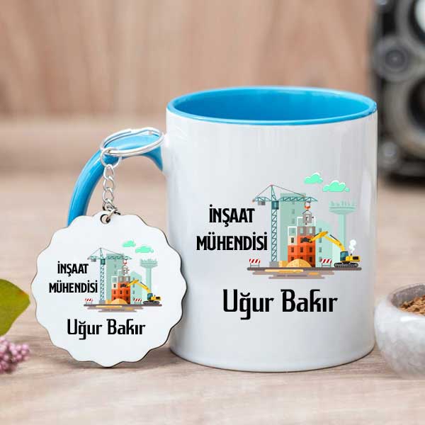 İnşaat Mühendisine Hediye Kupa Bardak ve Anahtarlık