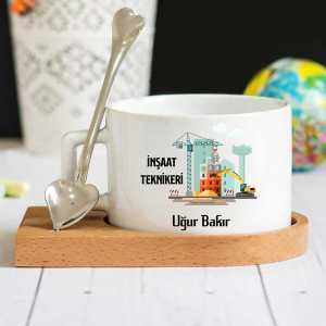  - İnşaat Teknikeri Ahşap Altlıklı Lüks Fincan Seti