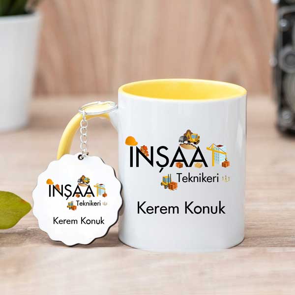 İnşaat Teknikerine Hediye Kupa Bardak Ve Anahtarlık