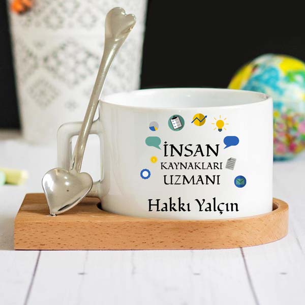 İnsan Kaynakları Uzmanı Ahşap Altlıklı Lüks Fincan Seti