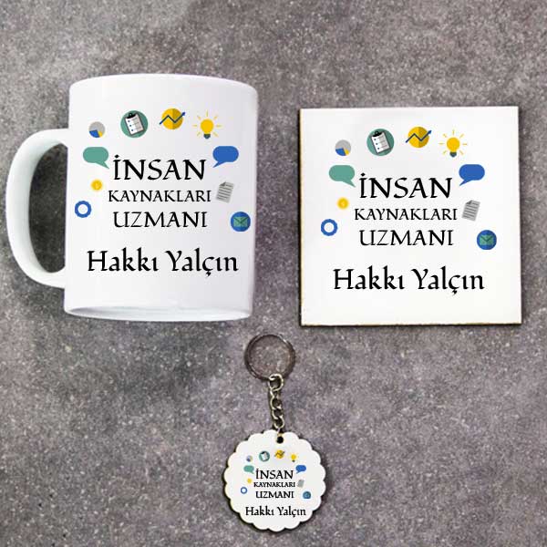 İnsan Kaynakları Uzmanı Kupa Bardak Altlık Ve Anahtarlık Hediye Seti
