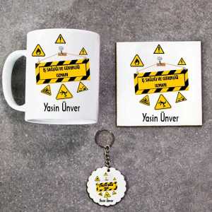 - İş Sağlığı ve Güvenliği Uzmanı Kupa Bardak Altlık ve Anahtarlık Hediye Seti  - İş Sağlığı ve Güvenliği Uzmanı Kupa Bardak Altlık ve Anahtarlık Hediye Seti