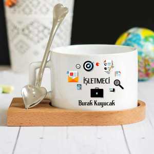  - İşletmeci Ahşap Altlıklı Lüks Fincan Seti