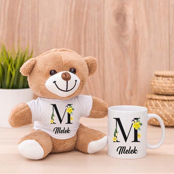 İsme Özel Peluş Ayıcık Ve Kupa Bardak