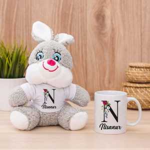  - İsme Özel Peluş Tavşancık ve Kupa Bardak